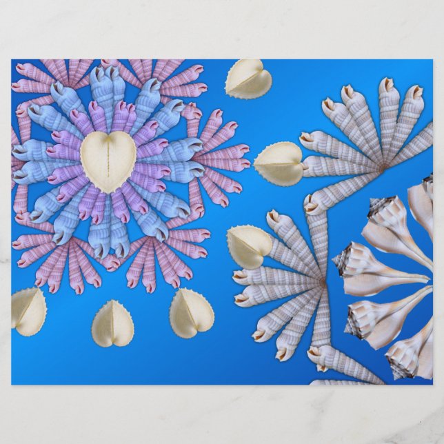 File Folder Decorative Paper in Blue Seashells (Front)