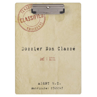 File not classified block holder clipboard