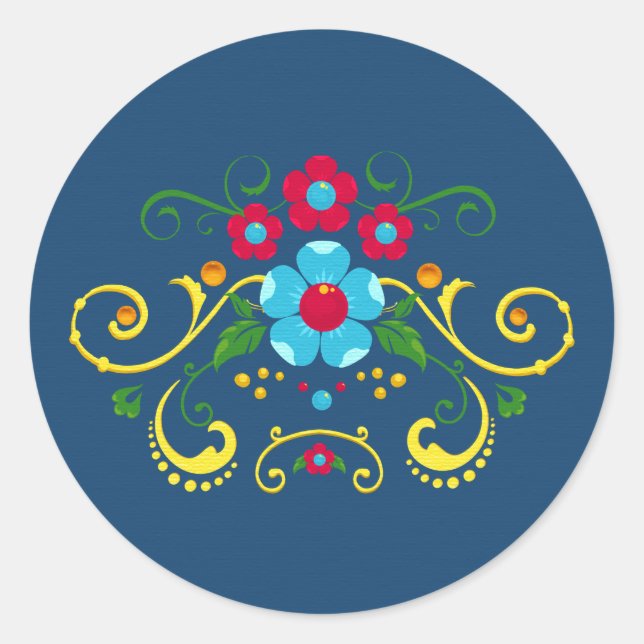 Fileteado Filete Porteño Buenos Aires Style Floral Classic Round Sticker (Front)