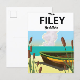 Filey, Yorkshire Seaside travel poster Postcard