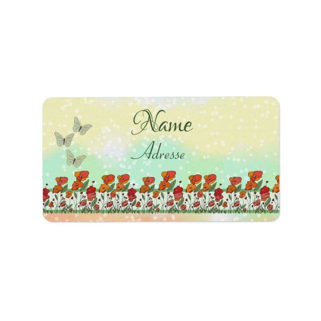 filigraner Mohn  adressaufkleber Label (Front)