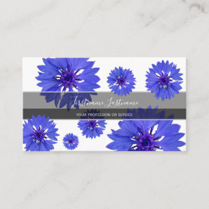 Filigree blue cornflower blossom elegant bouquet b business card