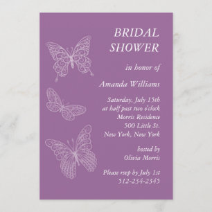 Filigree Butterfly Bridal Shower (purple) Invitation