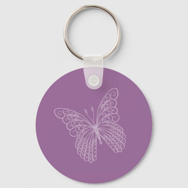 Filigree Butterfly Key Chain in Purple (Front)