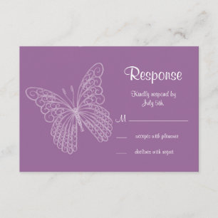 Filigree Butterfly RSVP in Purple Card