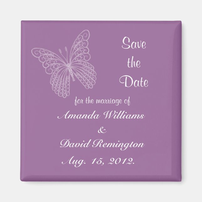 Filigree Butterfly Save The Date Magnet (Front)