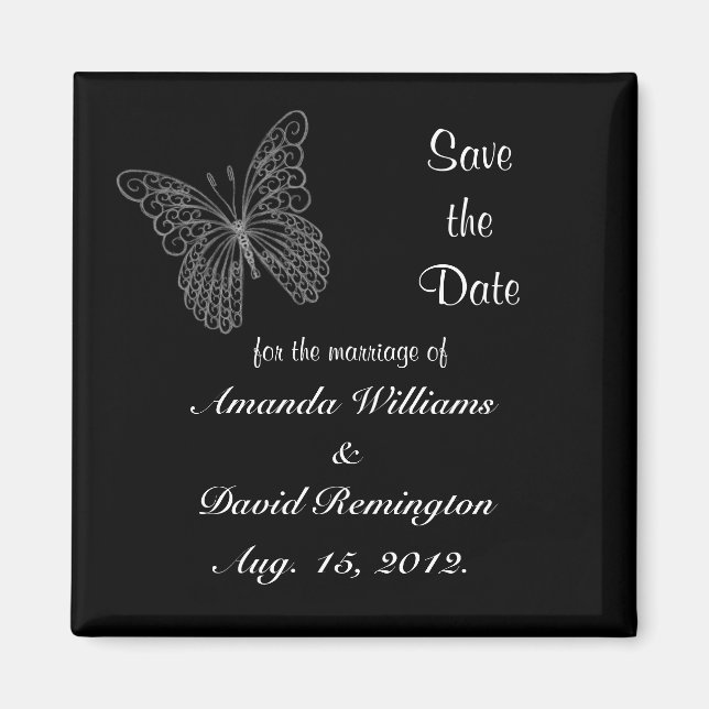 Filigree Butterfly Save The Date Magnet (Front)