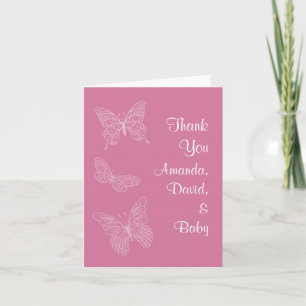 Filigree Butterfly Thank You Card (pink)