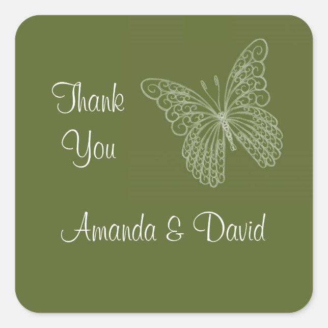 Filigree Butterfly Thank You Sticker (Front)