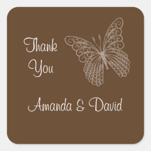 Filigree Butterfly Thank You Sticker