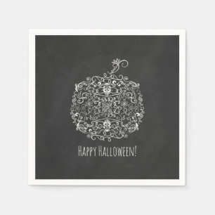 Filigree Chalkboard Fall Pumpkin Autumn Fall Party Napkin