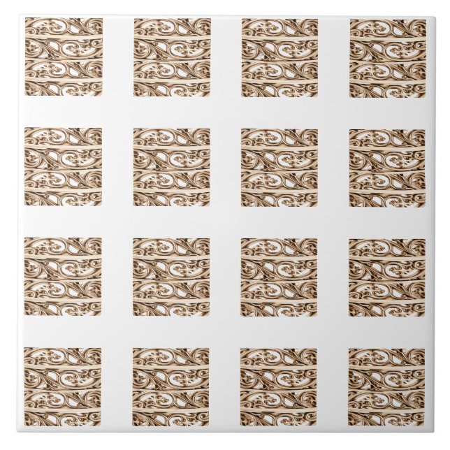 Filigree Cross Design Pattern Ceramic Tile (Front)