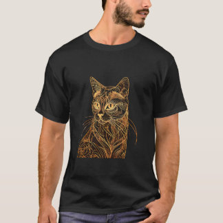 Filigree Feline: An Ornate Cat Portrait T-Shirt