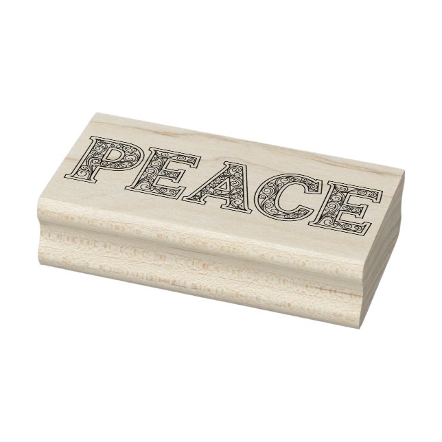 Filigree Filled PEACE Word Rubber Stamp (Stamp)