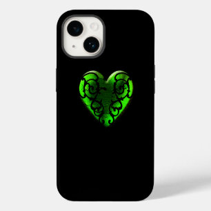Filigree Goth Green Heart iPhone 14 Case