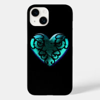 Filigree Goth Ice Blue Heart