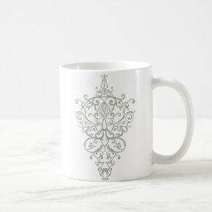 filigree green coffee mug