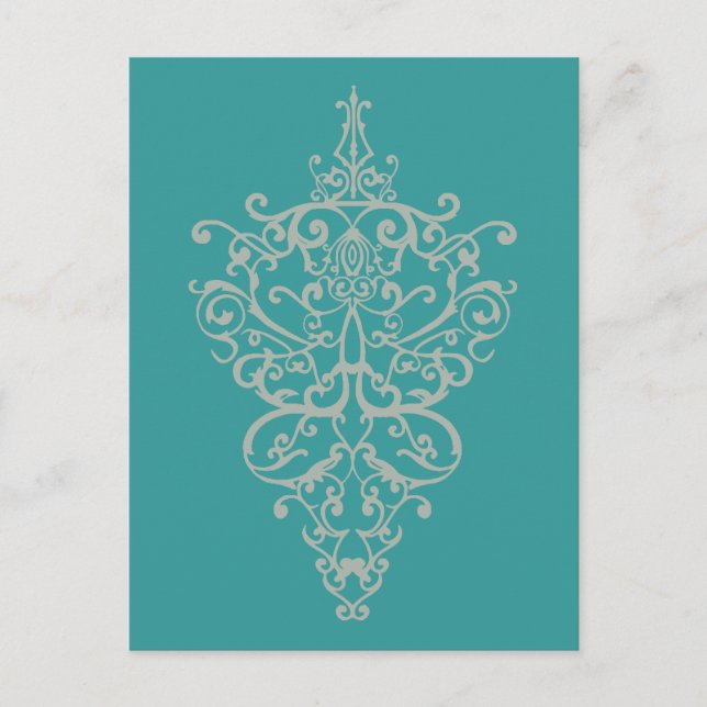 filigree green postcard (Front)
