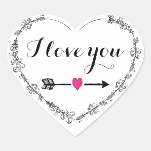 Filigree Heart with I Love You Stickers