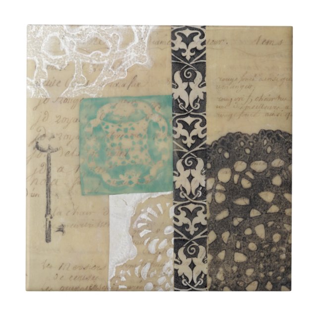 Filigree & Key II Ceramic Tile (Front)