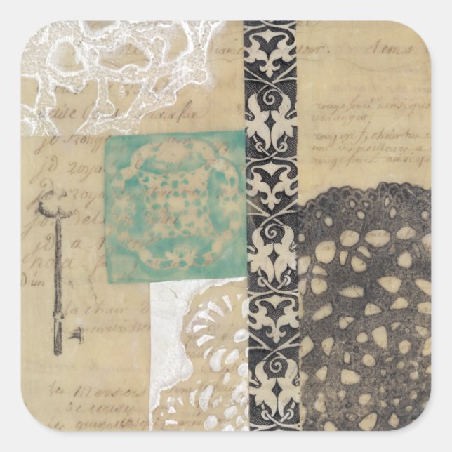 Filigree & Key II Square Sticker (Front)