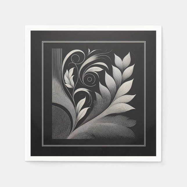 Filigree Leaf Frame Napkin (Front)