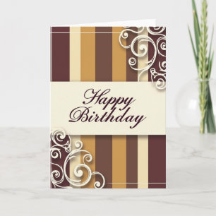 Filigree Maroon Birthday Card