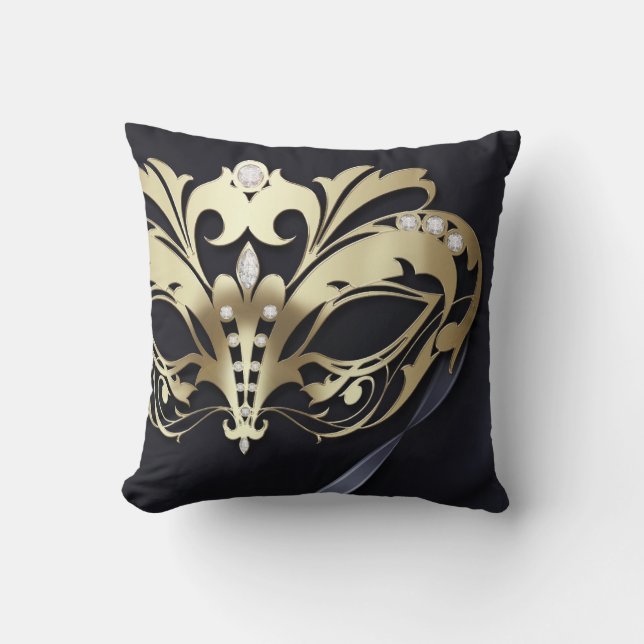 Filigree Masquerade Black Reversible Cushion (Front)