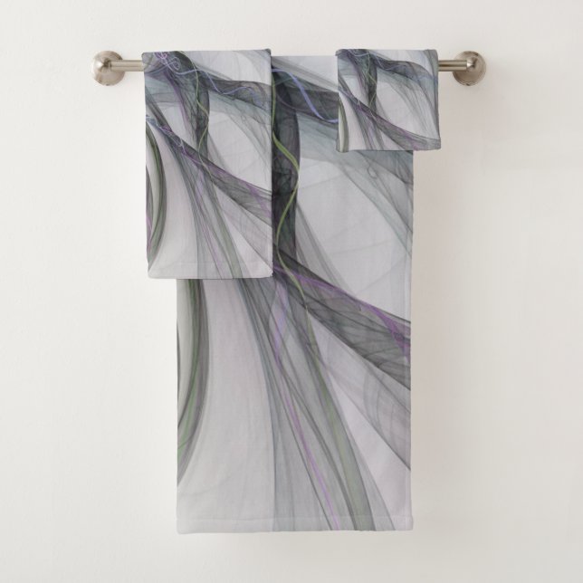 Filigree Motions Modern Abstract Swinging Fractal Bath Towel Set (Insitu)