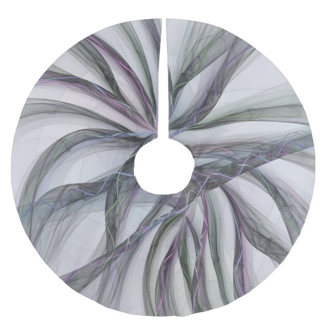 Filigree Motions Modern Abstract Swinging Fractal Brushed Polyester Tree Skirt (Front)