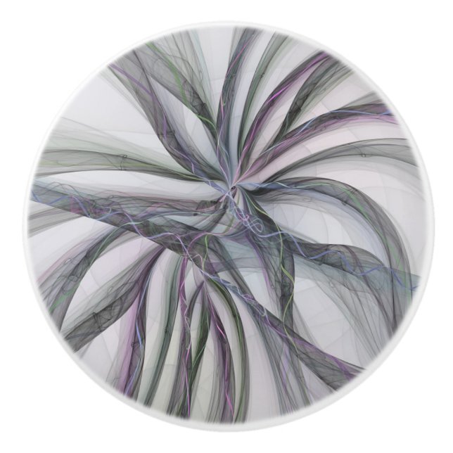 Filigree Motions Modern Abstract Swinging Fractal Ceramic Knob (Front)