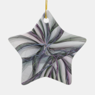 Filigree Motions Modern Abstract Swinging Fractal Ceramic Ornament
