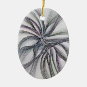 Filigree Motions Modern Abstract Swinging Fractal Ceramic Ornament