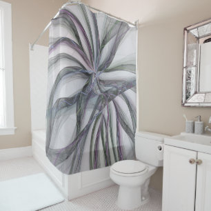 Filigree Motions Modern Abstract Swinging Fractal Shower Curtain