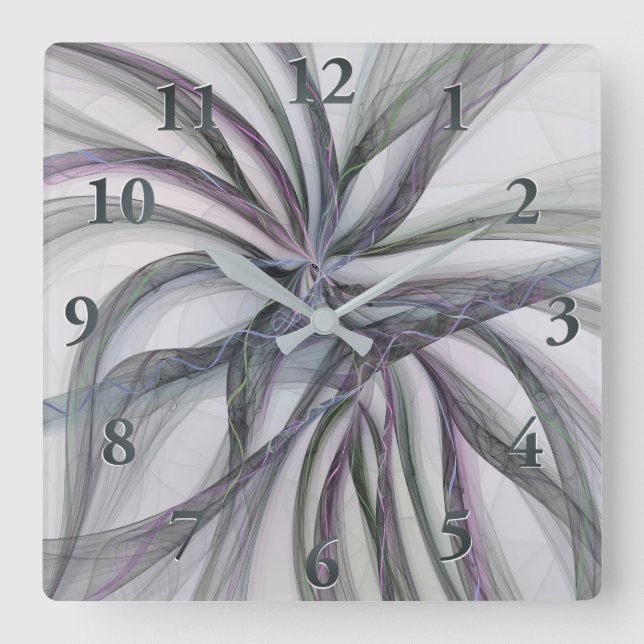 Filigree Motions Modern Abstract Swinging Fractal Square Wall Clock (Front)