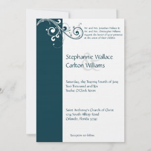 Filigree Navy/White Wedding Invitation