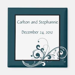 Filigree Navy/White Wedding Magnet