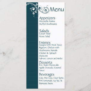 Filigree Navy/White Wedding Menu
