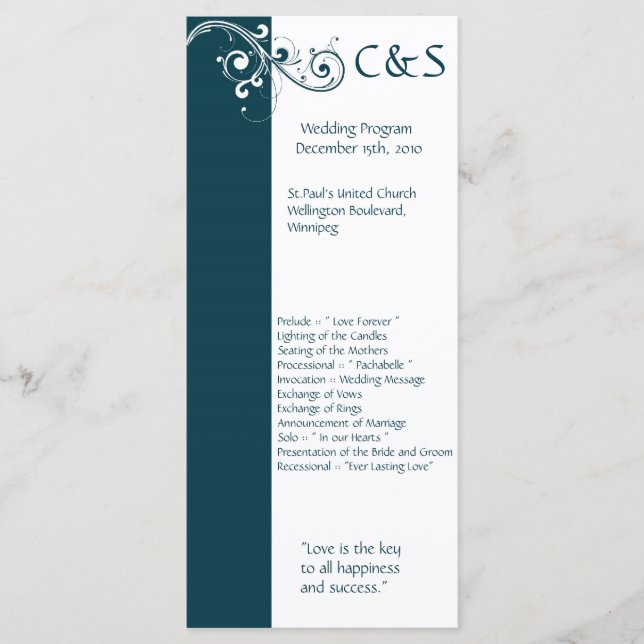 Filigree Navy/White Wedding Programs (Front)