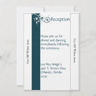 Filigree Navy/White Wedding Reception Card