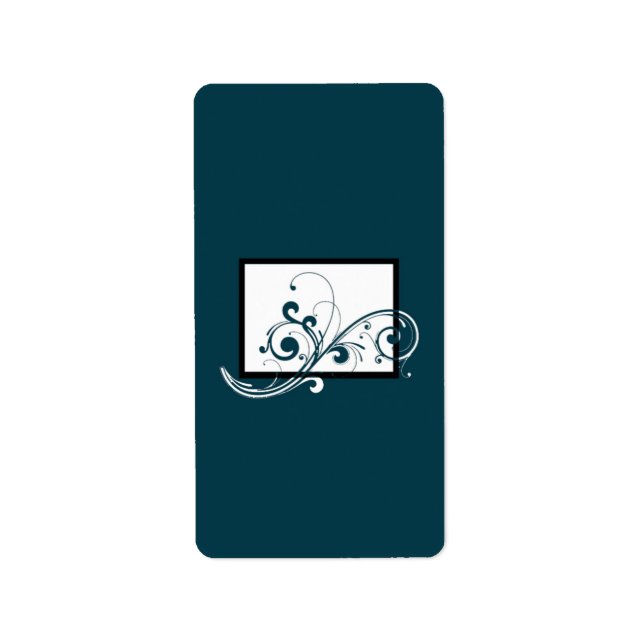 Filigree Navy/White Wedding Small Candy Wrapper Label (Front)