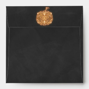 Filigree Orange Glowing Pumpkin Fall Invitation Envelopes