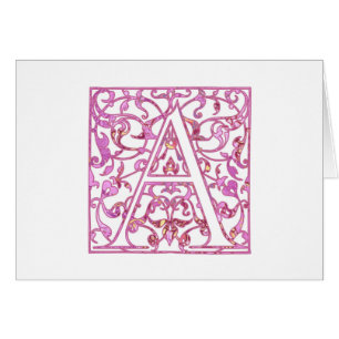 Filigree Pink A Monogram