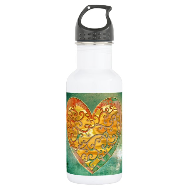 Filigree Pop Art Heart 532 Ml Water Bottle (Front)