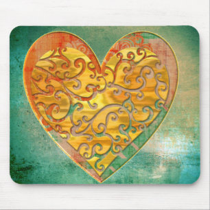 Filigree Pop Art Heart Mouse Pad
