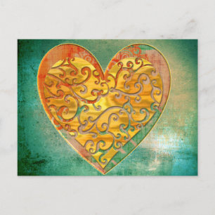 Filigree Pop Art Heart Postcard