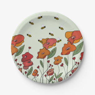 filigree poppy field paper plate