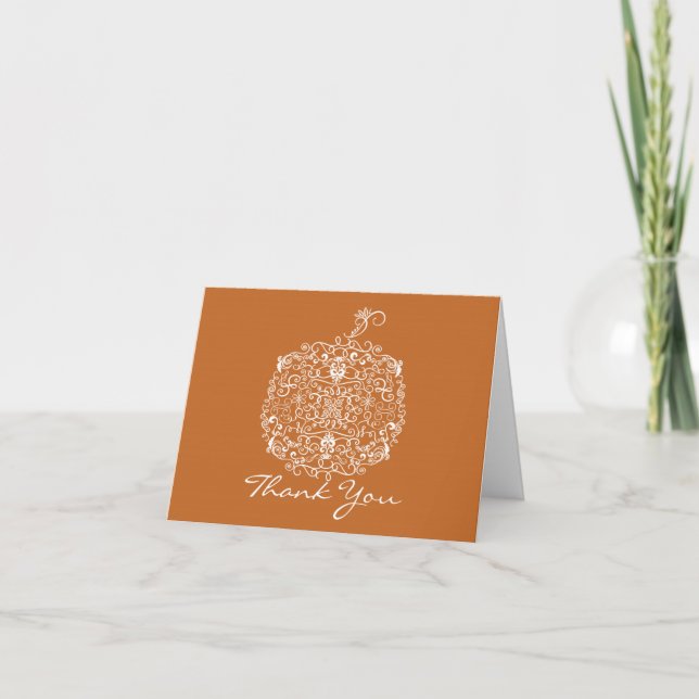 Filigree Pumpkin Elegant Autumn Fall Fold Card (Front)