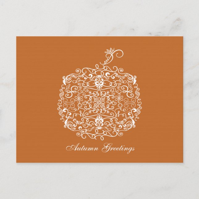 Filigree Pumpkin Elegant Autumn Fall Postcard (Front)