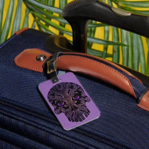 Filigree Skull in Shades of Purple Luggage Tag